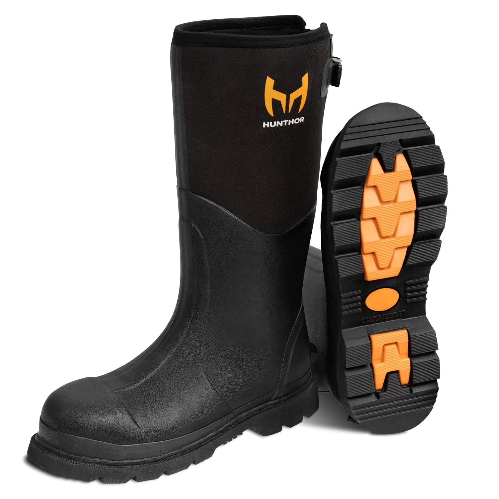 Steel Toe Rubber Work Boots - Waterproof, Insulated 6mm Neoprene Hunting Boots with Puncture-Proof Shank for Men | Farming, Construction, Gardening, Fishing & Outdoor Work | Durable Safety Footwear for Harsh Conditions (Sizes 6-14)