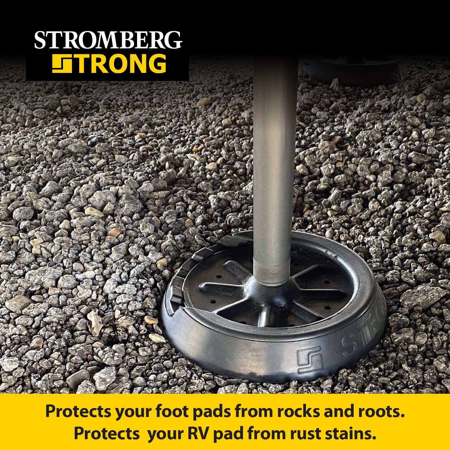 Stromberg Carlson RV Leveling Jack Pads - Heavy Duty 9 Inch Round Rubber Blocks for RV Stabilization, Non-Slip Camper Leveling Pads (6 Pack) - Perfect for Uneven Grounds, Driveways & Camping Sites
