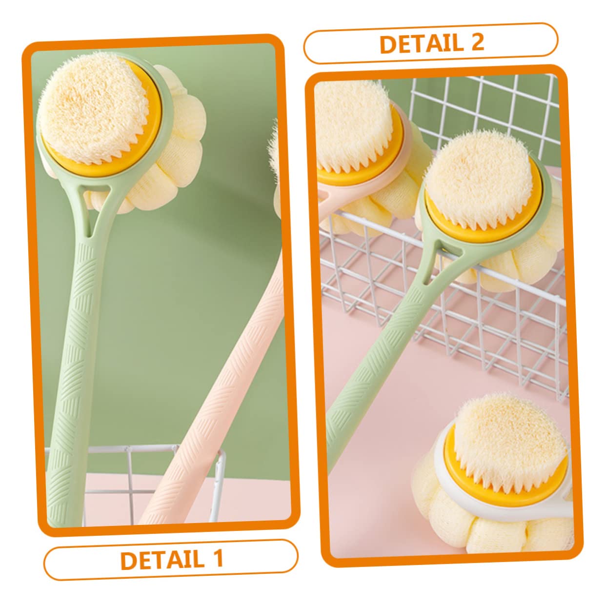 PLAFOPE Ergonomic Bath Brush with Long Handle - Exfoliating Body Scrubber for Women & Men - Back Scrubber for Shower & Bath - Perfect for Deep Cleaning & Massage - Ideal for Hard-to-Reach Areas & Relaxing Spa Days