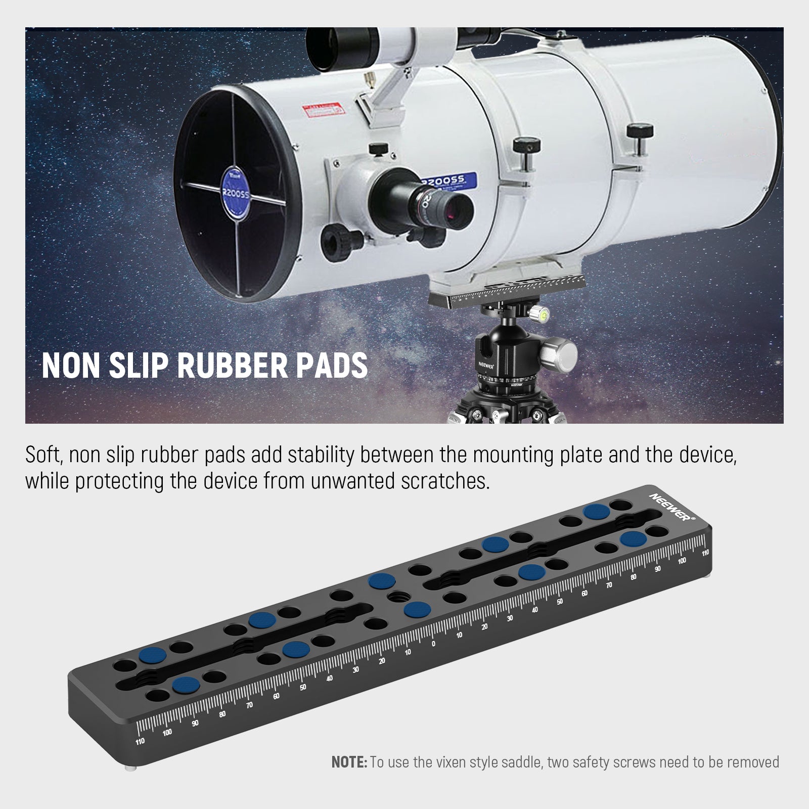 NEEWER QR003 9/230mm Rail Bar Vixen Style Dovetail Plate for Telescope Mounting - Perfect for Astronomy, Astrophotography & Stargazing Accessories