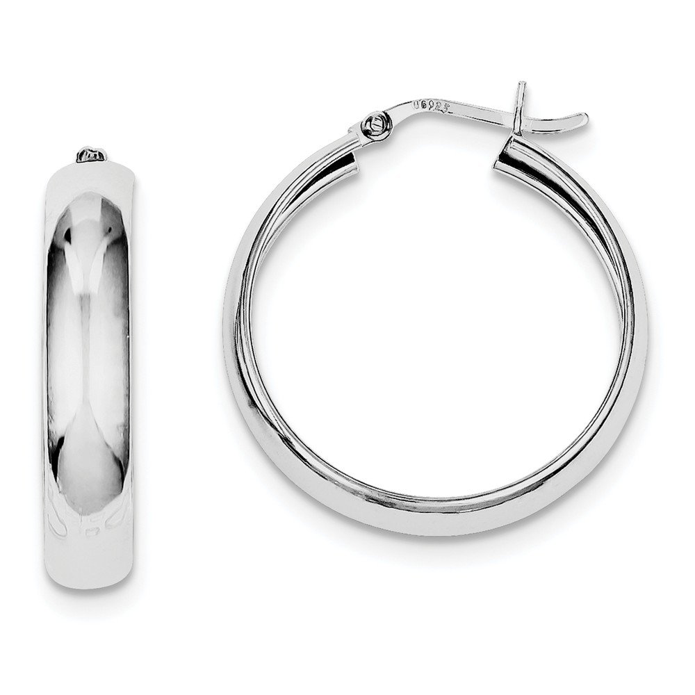 6mm Sterling Silver Polished Hoop Earrings for Women - Classic Everyday Jewelry for Work, Date Night & Special Occasions