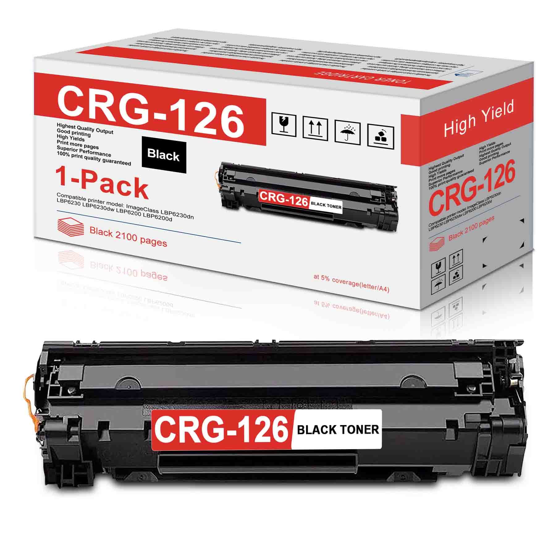 1 Pack Black Compatible Toner Cartridge Replacement for Canon 126 CRG126 - Works with ImageCLASS LBP6230dw & LBP6200d Printers - High Yield Printing for Office & Home Use