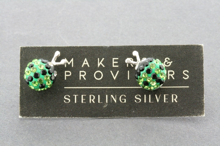 Green Crystal Ladybird Stud Earrings - Elegant & Dainty Jewelry for Women - Perfect for Parties, Weddings & Everyday Wear