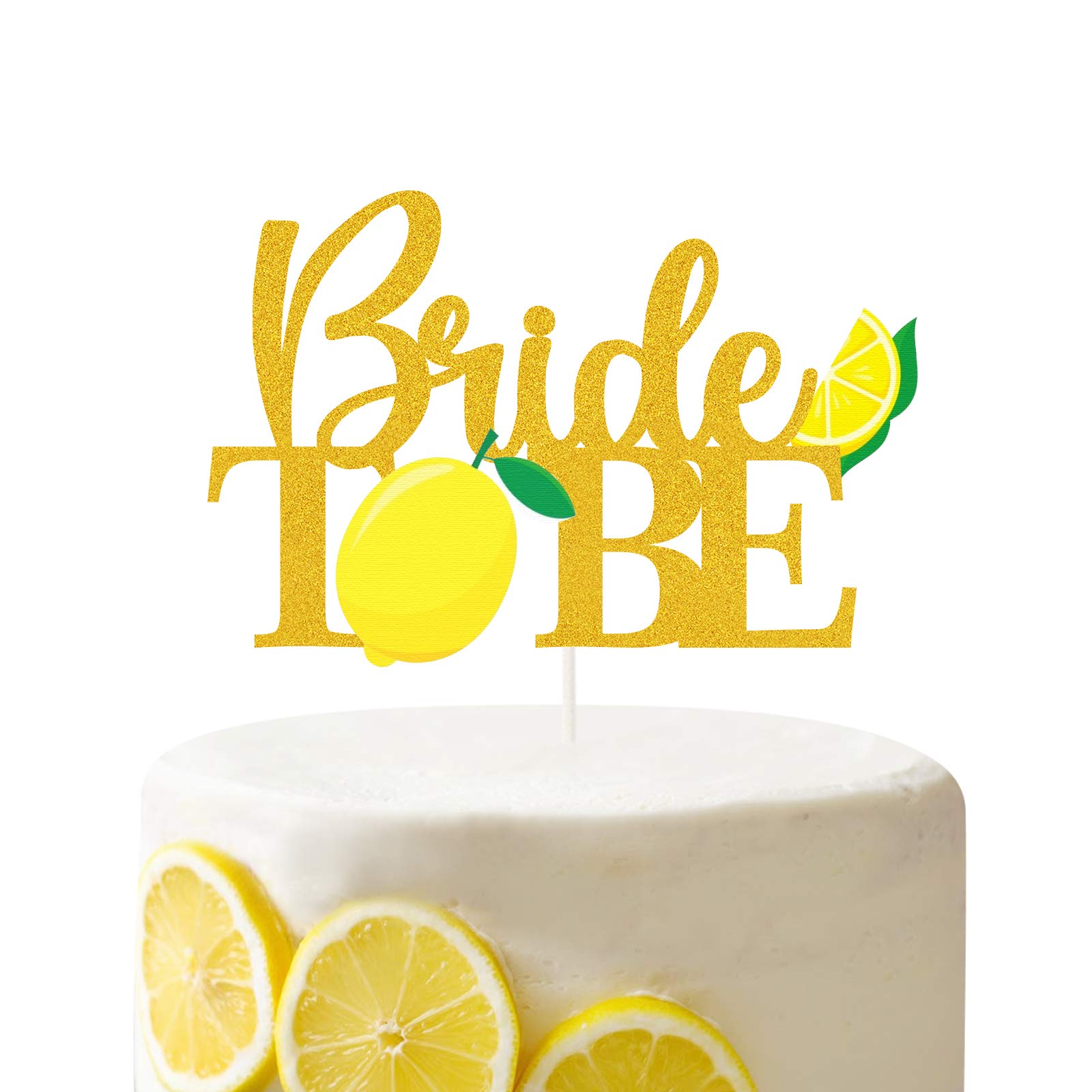 Gold Glitter Lemon Bride to Be Cake Topper - Elegant Bridal & Bachelorette Cake Decorations for Wedding Showers, Bridal Parties & Celebrations - Perfect for Wedding Cakes, Dessert Tables & Special Occasions