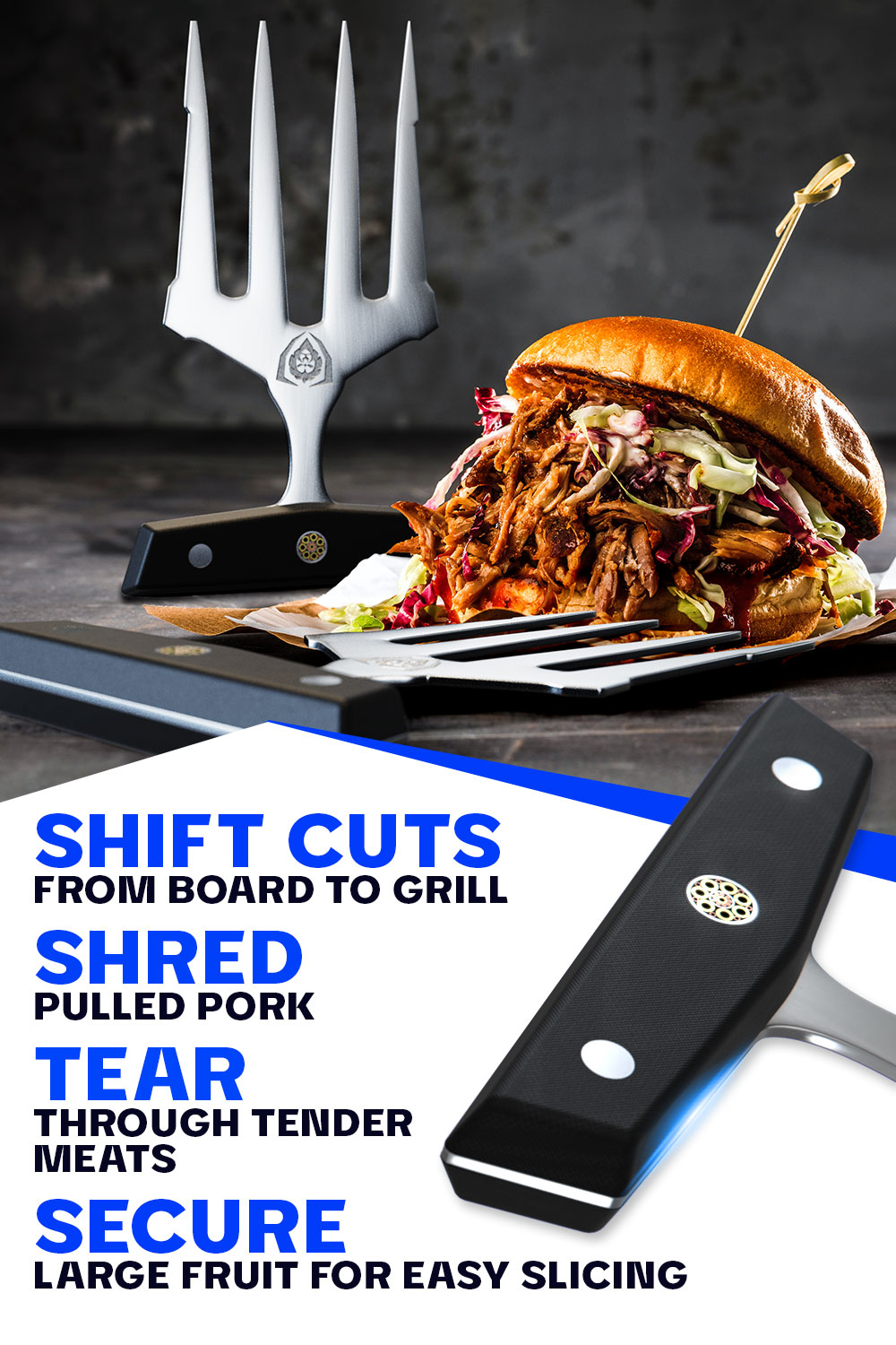Premium Meat Shredding Claws - Heavy Duty BBQ Pulled Pork Shredder Set - Dalstrong Professional Kitchen Tools for Grilling, Smoking & Meal Prep - Perfect for BBQ, Tacos, Sandwiches & Carnitas