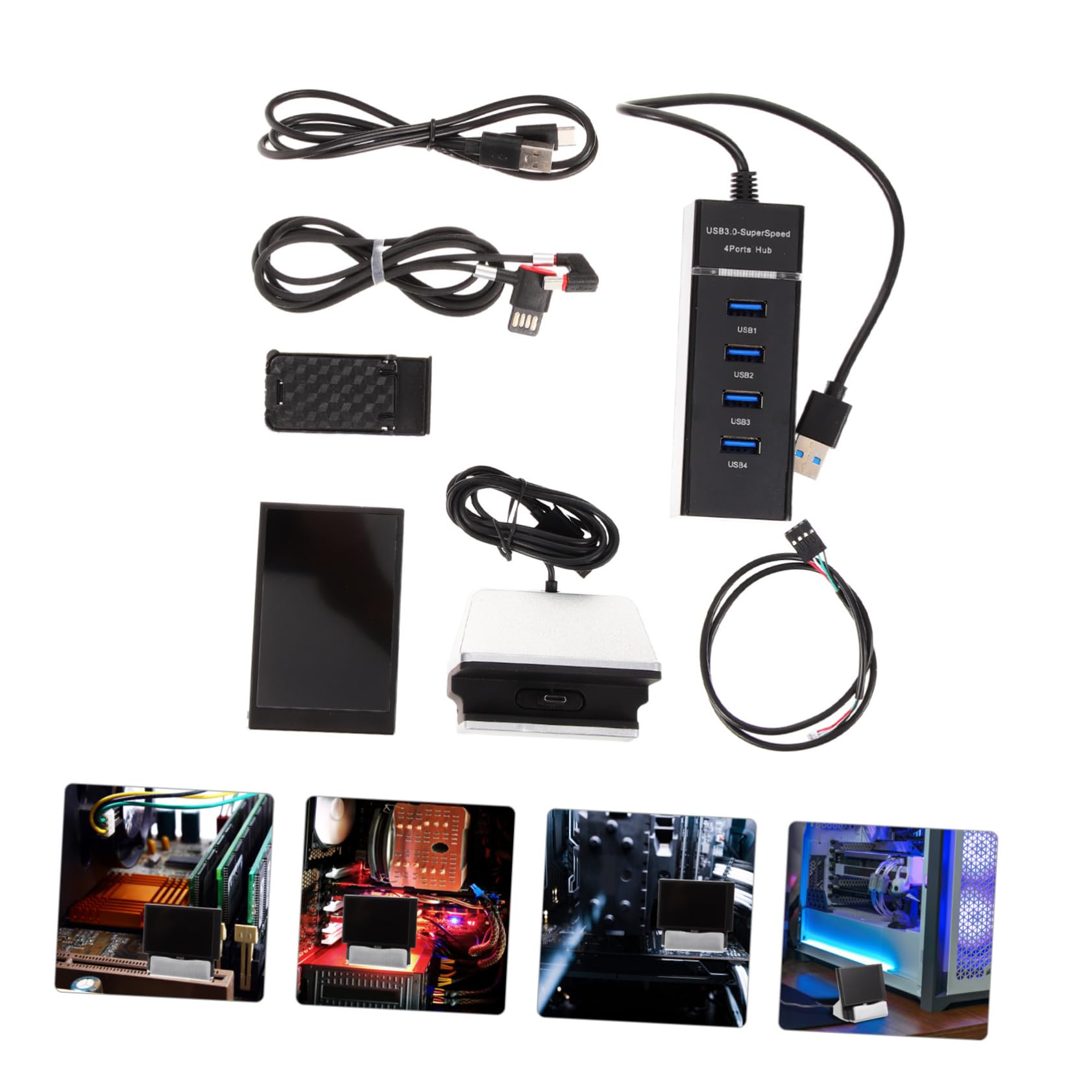 OSALADI Mini LCD Monitor - Secondary PC Screen for Computer Case, Temperature & RAM Data Display - Compact Rubber-Backed Display for Gaming Rigs, Workstations & Home Office Setups