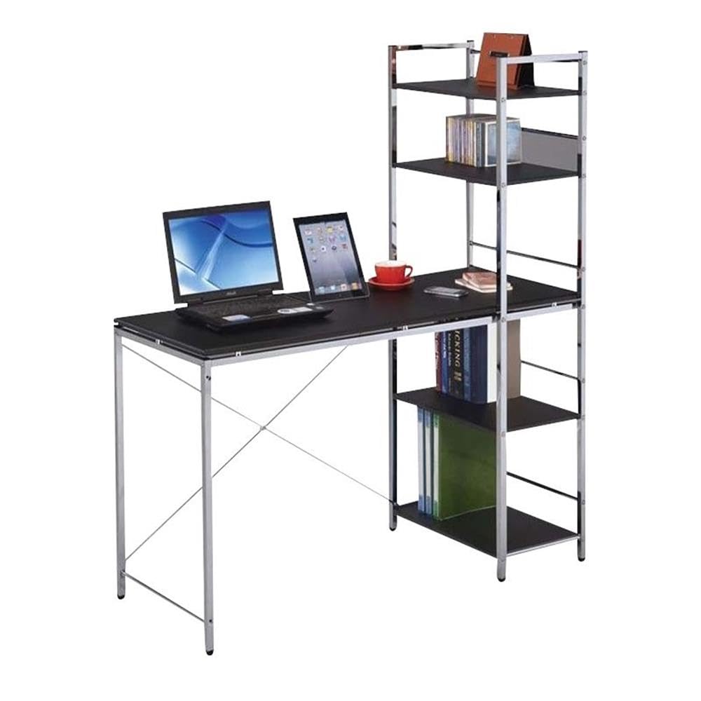 BOWERY HILL Modern Computer Desk with Black Finish & Chrome Legs - Home Office Desk for Small Spaces, Gaming & Remote Work Setup