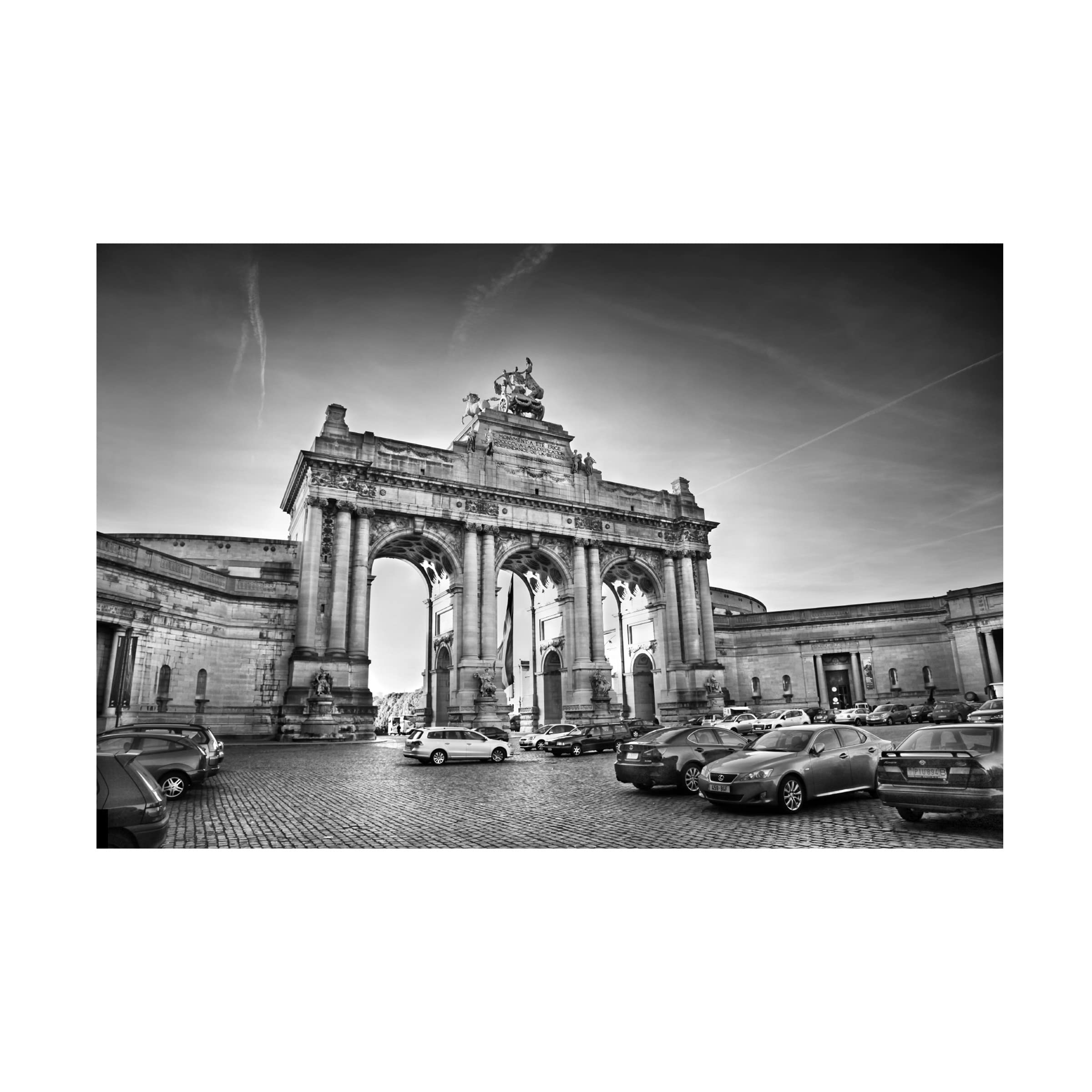 Ben Heine 'Black And White Plaza' Canvas Wall Art Print - Modern Abstract Cityscape Painting for Living Room, Office & Home Decor