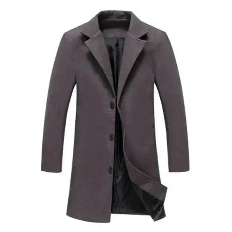 Premium Men's Wool Overcoat - Winter Warm Long Coat for Business & Casual Wear - Perfect for Office, Dating & Outdoor Activities