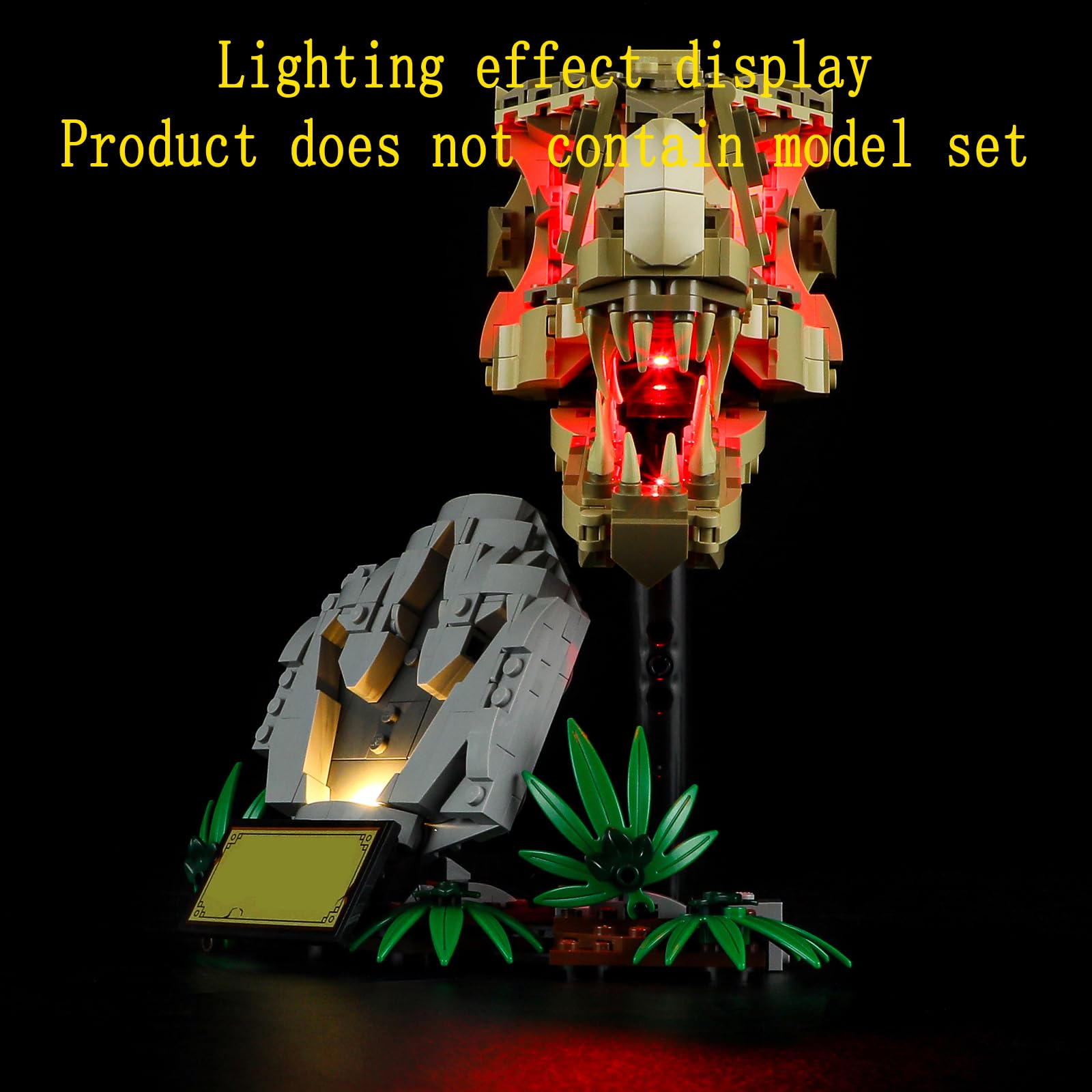 GEAMENT LED Light Kit for Lego Dinosaur Fossils: T. Rex Skull - Compatible with Jurassic World 76964 Building Set (Model Kit Not Included) - Perfect for Night Light Display & Dinosaur-Themed Room Decor