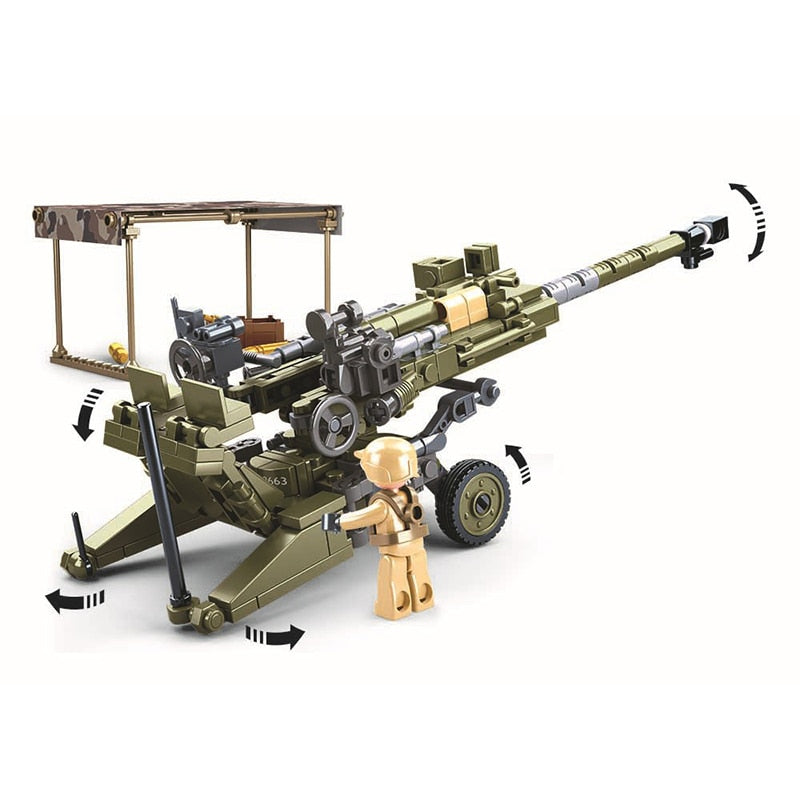 SLUBAN Military UK M777 Light Howitzer Building Blocks Set - Army Battle Toy for Kids & Collectors | Perfect for War Simulation & Display Scenes