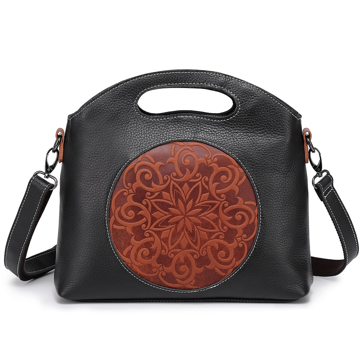 Vintage Genuine Leather Handbag for Women - Tote, Crossbody & Shoulder Bag - Elegant Ladies Purse with Top Handle | Perfect for Work, Travel & Everyday Use