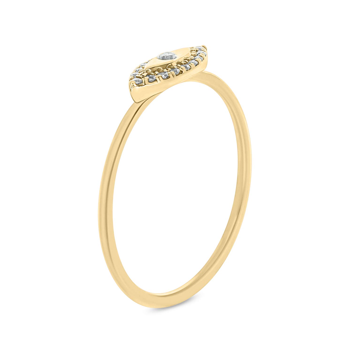 1/10cttw Diamond Evil Eye Ring for Women - 14k Yellow Gold, Rose Gold & White Gold Options | Round White Diamond Accent | Protection Jewelry for Everyday Wear & Gifts