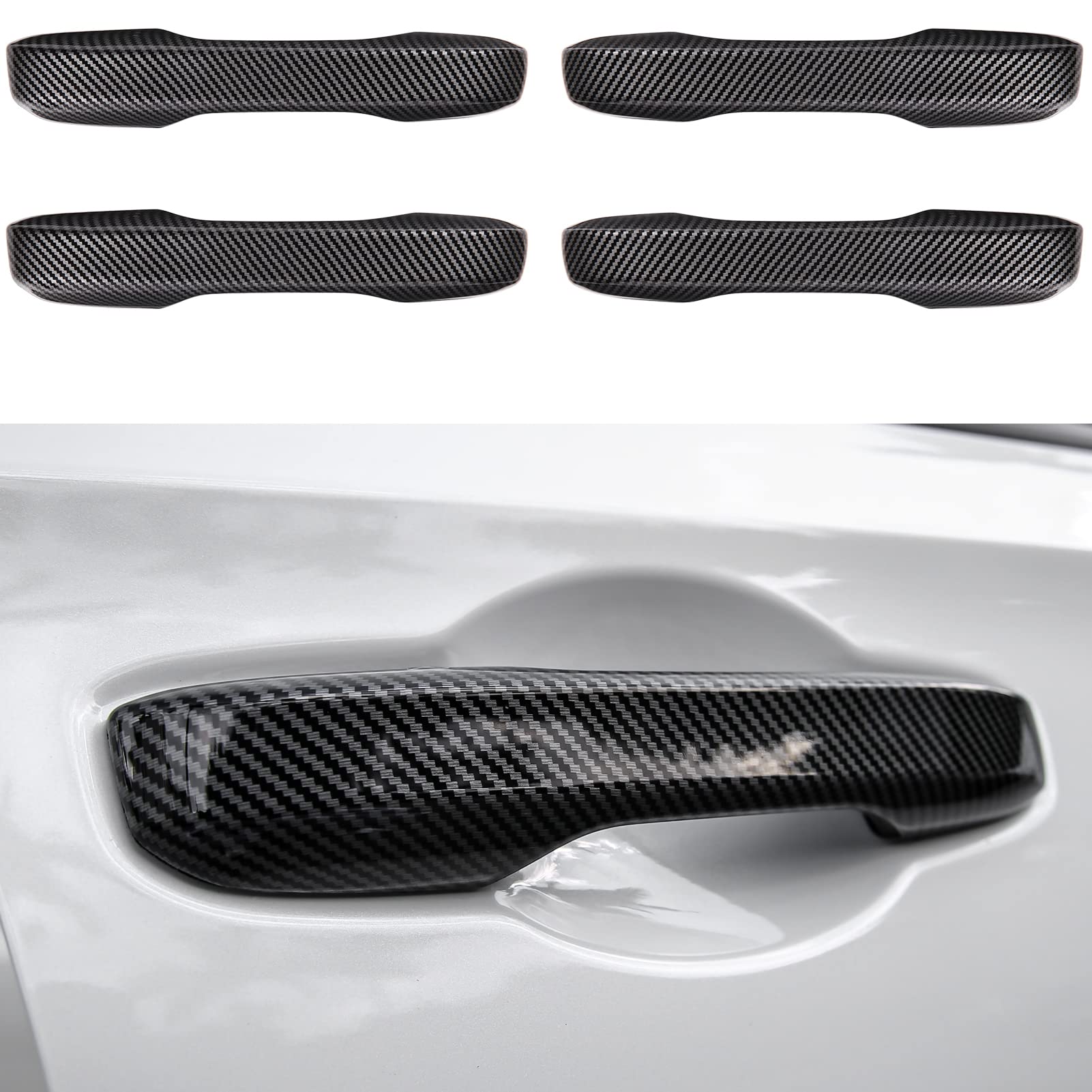 Carbon Fiber Style Car Door Handle Cover Trims for Honda Civic 2022-2025, Accord, CR-V, HR-V 2023-2025 - Exterior Accessories for Enhanced Style & Protection