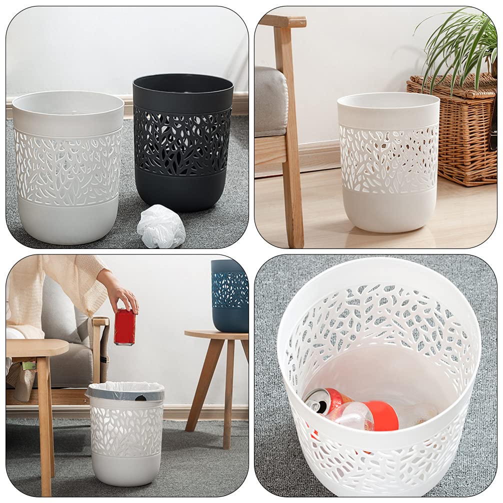 Jojofuny 2-Pack Small Plastic Trash Cans - Hollow Wastebasket for Bathroom, Bedroom, Kitchen, Office & Kids Room - Compact Garbage Bin for Home & Office Use - Perfect for Deskside, Under Sink & Closet Organization