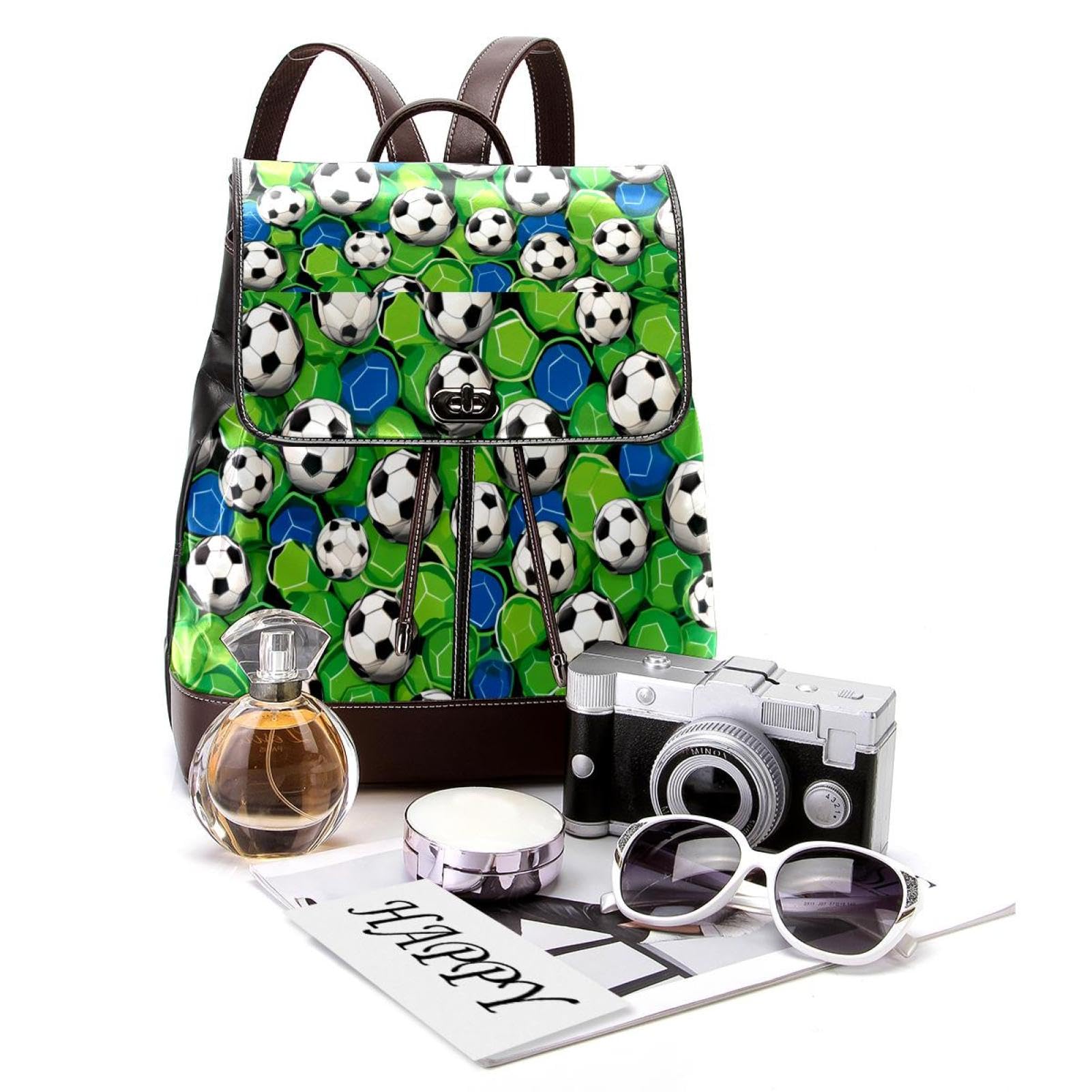 Stylish Travel Backpack for Women & Men - Durable Floral Soccer Ball Design Backpack for Work, School & Outdoor Adventures