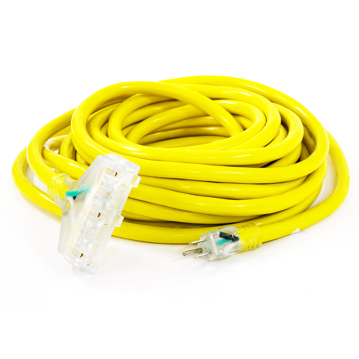 25FT 10 Gauge Heavy Duty Triple Tap Extension Cord with 3 Outlets - Perfect for Home, Office, Workshop & Outdoor Power Tools
