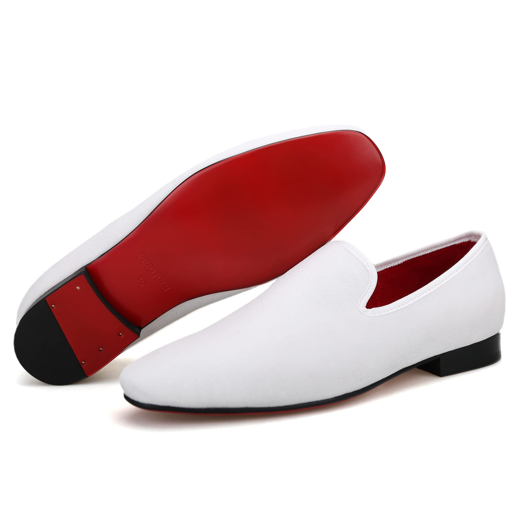 FERUCCI Men's Plain White Velvet Square Toe Loafers - Comfortable Slippers for Wedding, Prom & Casual Wear | Soft Indoor/Outdoor House Shoes for Relaxation & Special Occasions