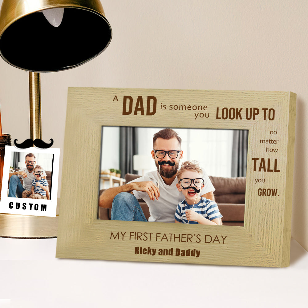 Personalized Wood Photo Frame with Custom Name - Unique Father's Day Gift for Dad - Perfect for Home Decor, Office Display & Special Occasions