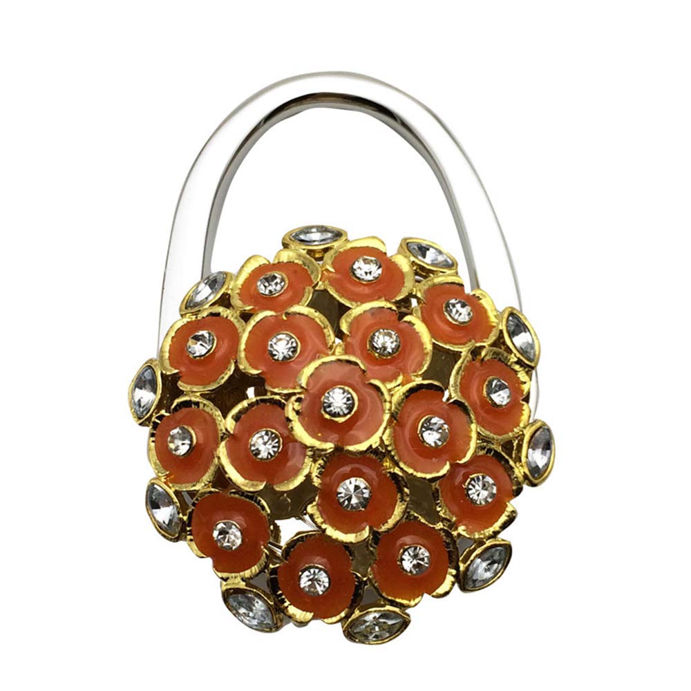 Elegant Rhinestone Flower Metal Purse Hook - Foldable Handbag Hanger for Table, Restaurant & Travel - Durable Bag Holder for Purse Storage & Organization