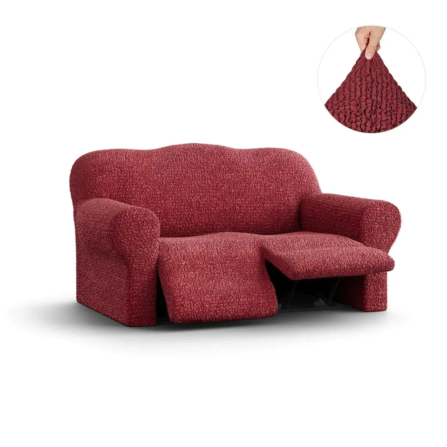 2 Seater Recliner Slipcover - Mille Righe Collection | Stretchable Sofa Cover for Living Room, Home Theater & Family Room Protection