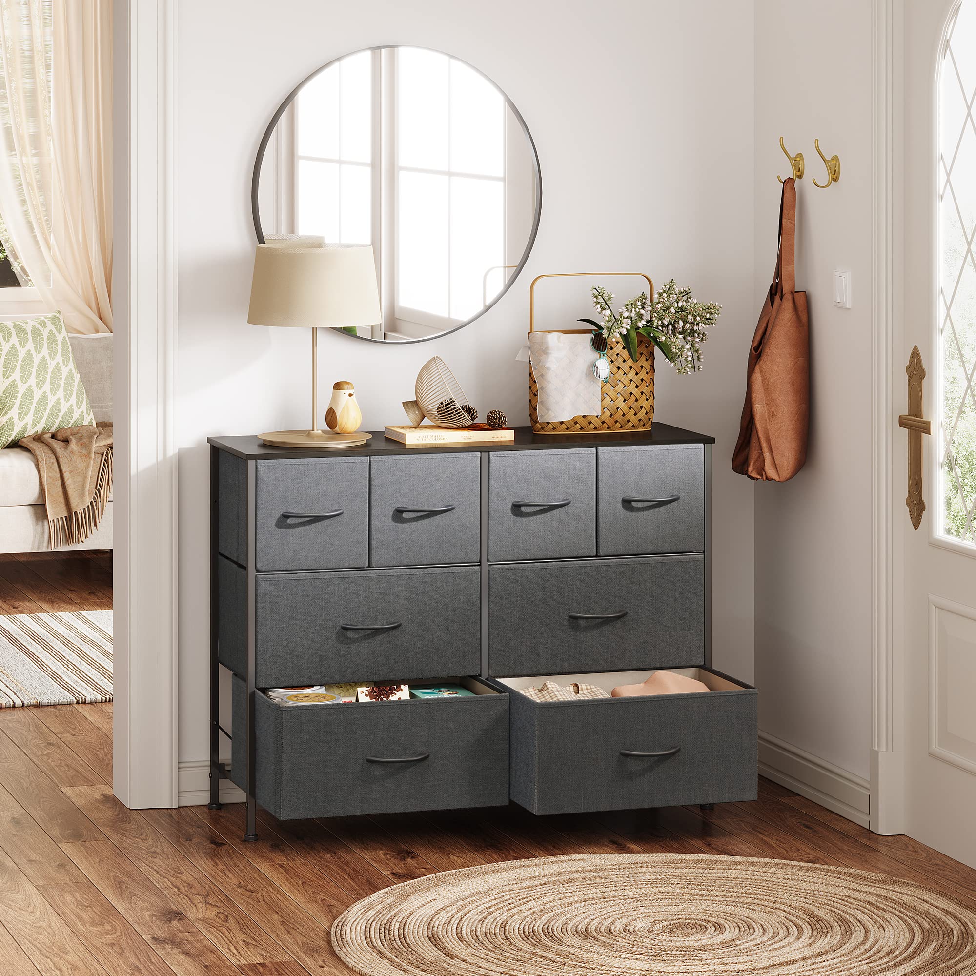 8-Drawer Fabric Dresser for Bedroom Storage - Dark Grey Chest of Drawers for Living Room, Closet & Hallway Organization | Perfect for Small Spaces & Home Décor