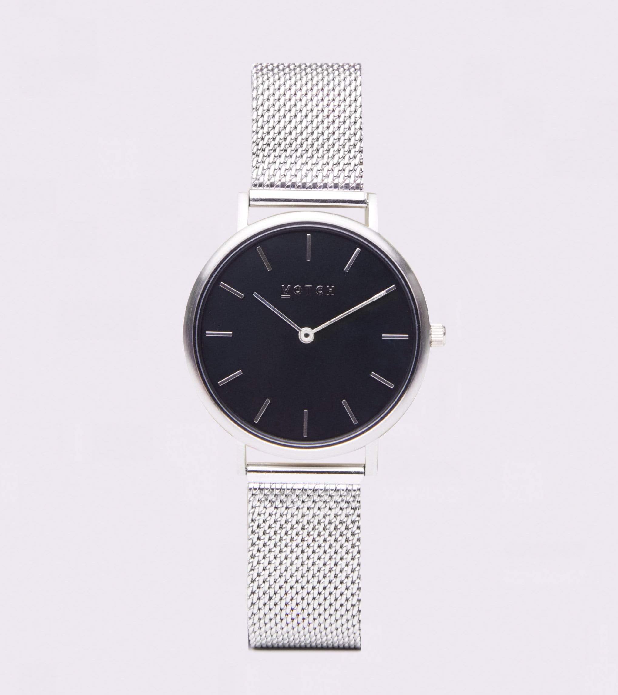 Elegant Petite Women's Watch with Silver & Black Dial & Silver Mesh Strap - Perfect for Office, Date Night & Everyday Wear