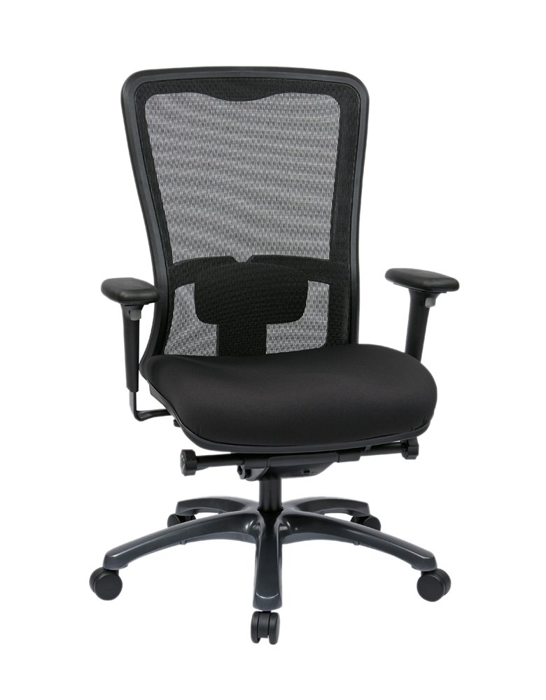 Office Star ProGrid Ergonomic Mesh Office Chair with Adjustable Arms, Lumbar Support & Coal FreeFlex Seat - Titanium Base High Back Task Chair for Home & Office (Black)