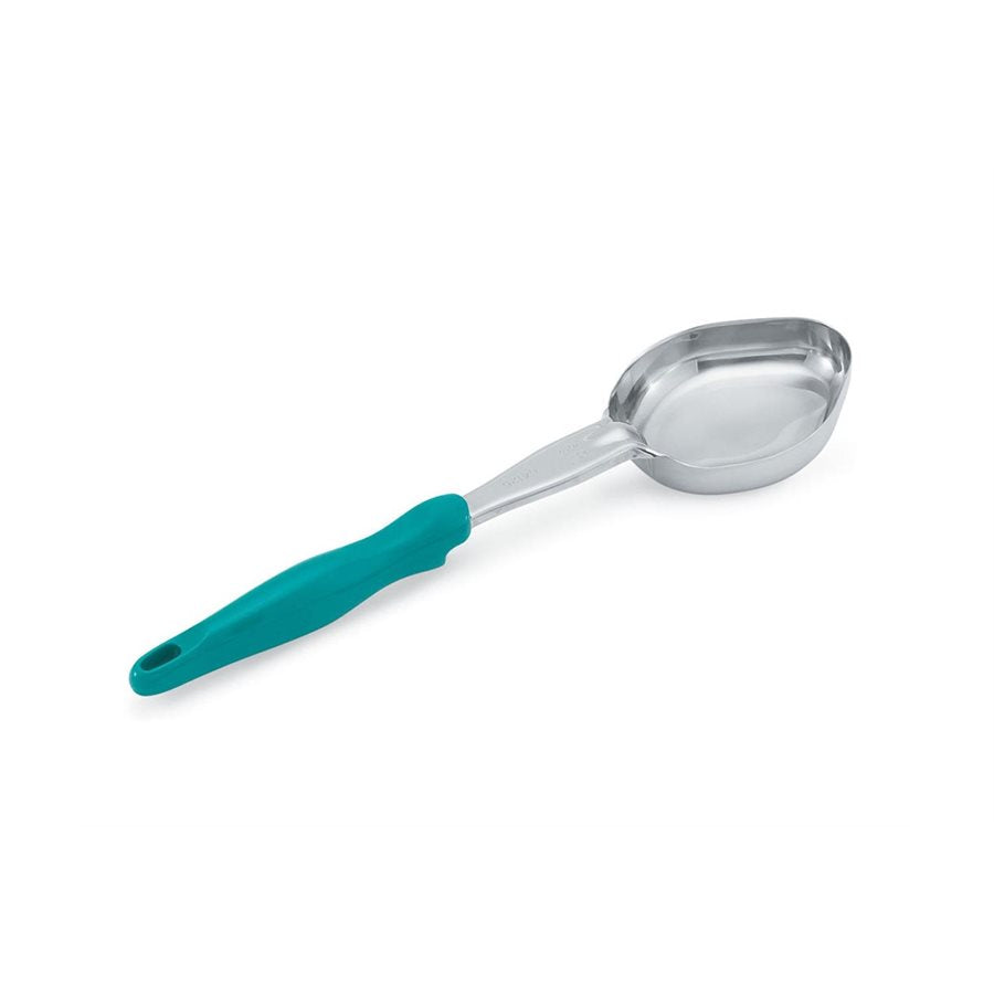 Vollrath 6412655 6 Oz Solid Oval Spoodle with Teal Handle - Perfect for Restaurants, Catering & Home Kitchen Use