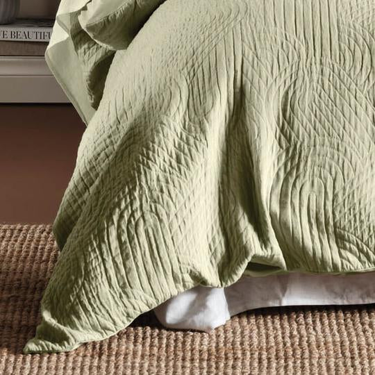 Lila Wasabi Quilt Cover Set by Linen House - Premium 100% Cotton Duvet Cover Set with Zipper Closure - Soft & Breathable Bedding for Master Bedroom, Guest Room & Dorm