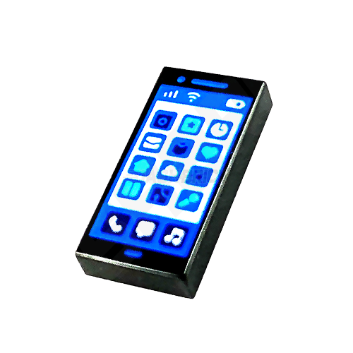 LEGO Minifigure Accessory - Mobile Phone/Cell Phone with Apps & Blue Menu (3069bpb0867) - Perfect for LEGO City, Friends & Custom Minifigure Scenes