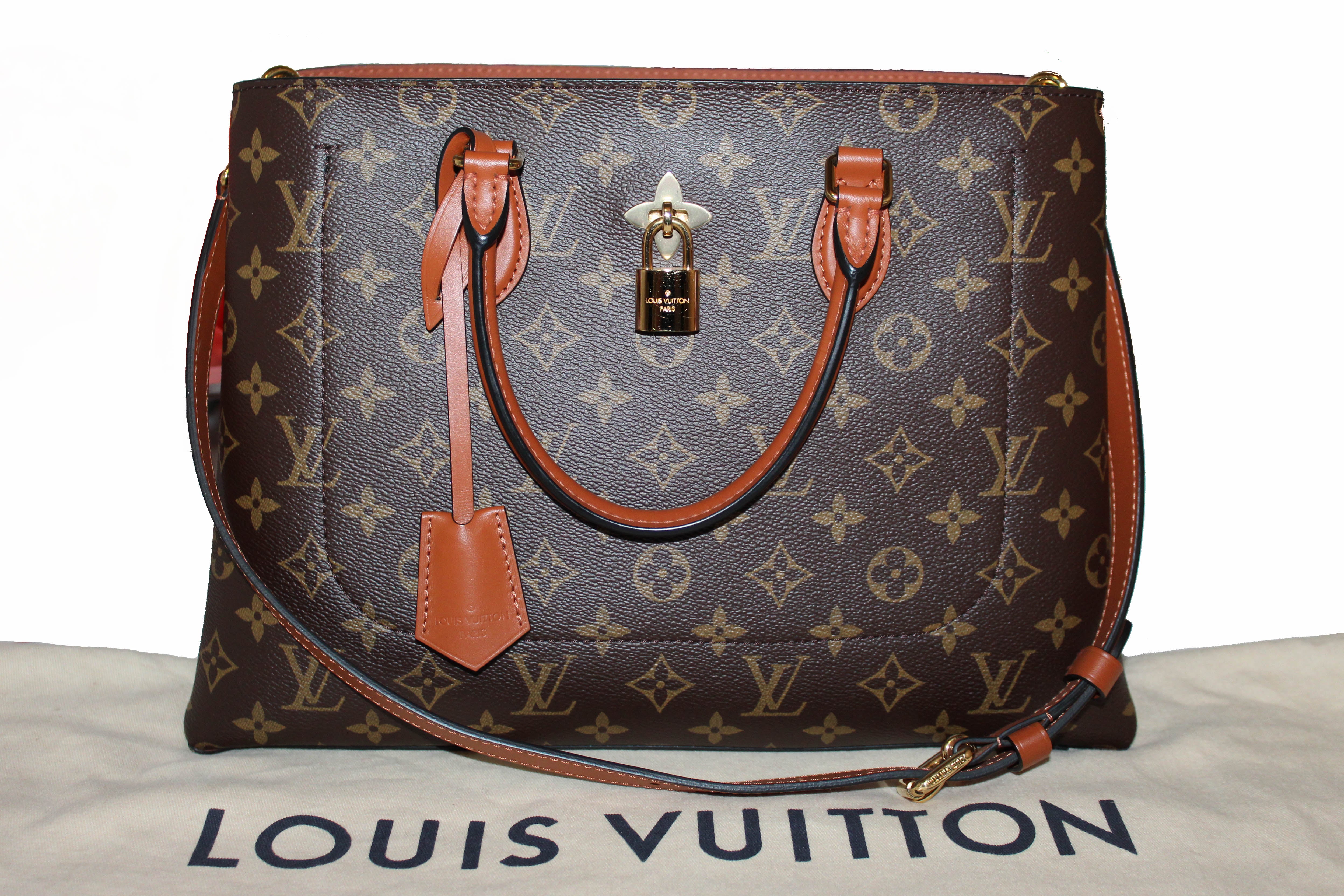 Authentic Louis Vuitton Caramel Monogram Flower Tote Bag - Luxury Designer Shoulder Handbag for Women, Perfect for Work, Travel & Everyday Use