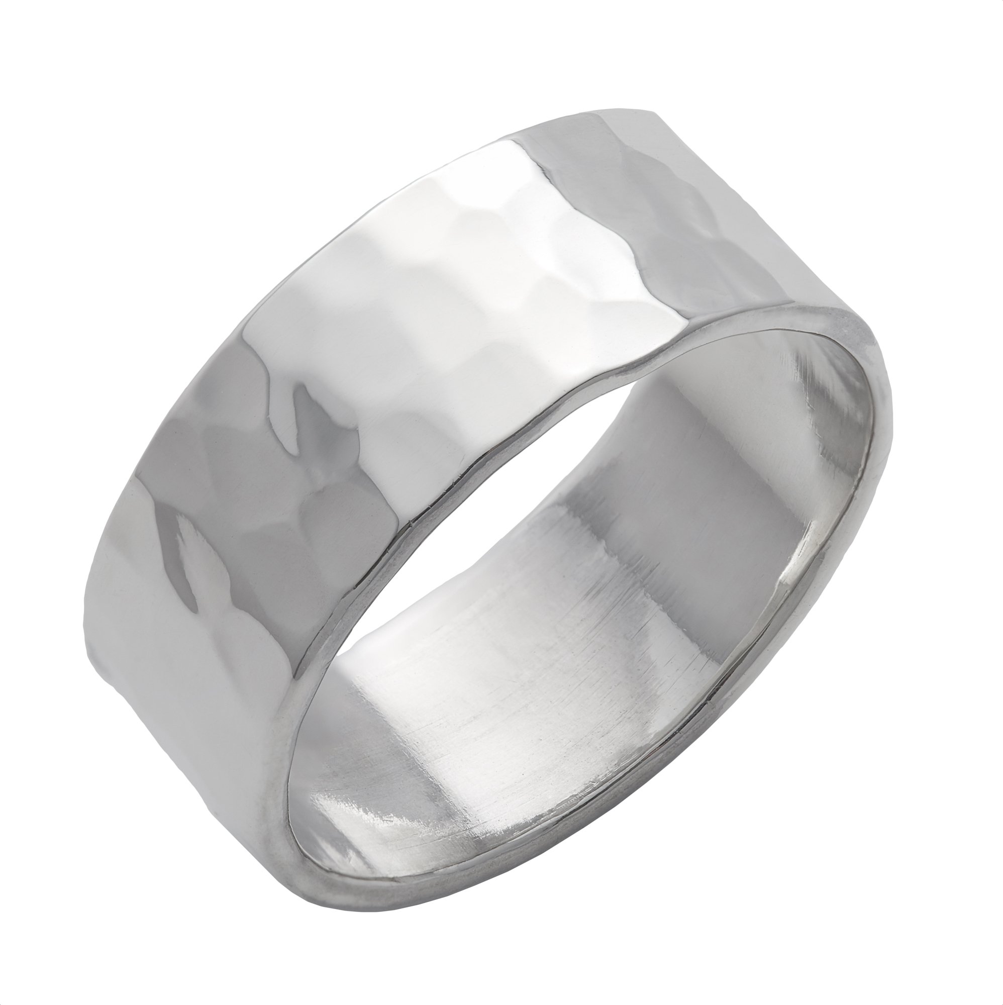 925 Sterling Silver Hammered Rings for Women & Men - 8mm Flat Wedding Band - Classic Minimalist Stacking Rings - Perfect for Everyday Wear, Anniversary Gifts & Couple Jewelry
