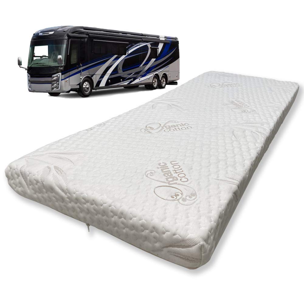 Foamma 3” x 28” x 73” High-Density RV Bunk Mattress with Organic Cotton Cover - CertiPUR-US Certified, Made in USA | Perfect for Trucks, Campers & Travel Trailers | Comfortable Sleeping Solution for Road Trips & Outdoor Adventures