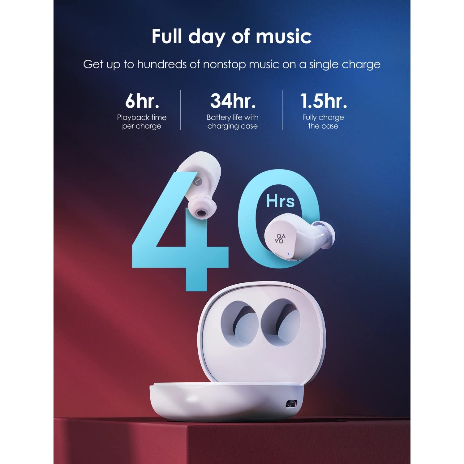 Wireless Bluetooth Earbuds V5.2 with 4 Microphones, Ultra Lightweight Noise Cancelling Earbuds for Running, Workout & Commuting