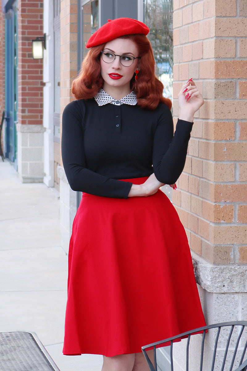 Charlotte Red Skirt for Women - Elegant A-Line Midi Skirt for Office, Party & Casual Wear | Perfect for Work, Date Night & Everyday Outfits