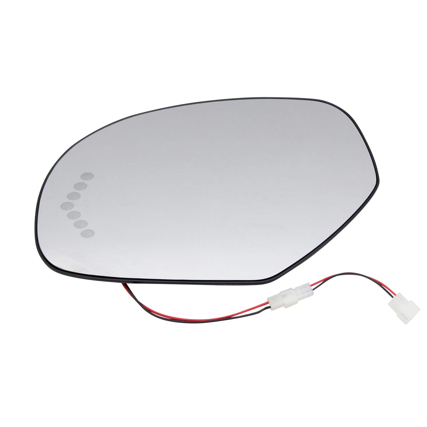 Heated LED Turn Signal Driver Side Mirror Glass Assembly with Plastic Backing Plate - Compatible with Chevrolet Avalanche, Silverado, Suburban, Tahoe; GMC Sierra, Yukon XL; Cadillac Escalade (2007-2014) - Perfect for Night Driving & Winter Conditions