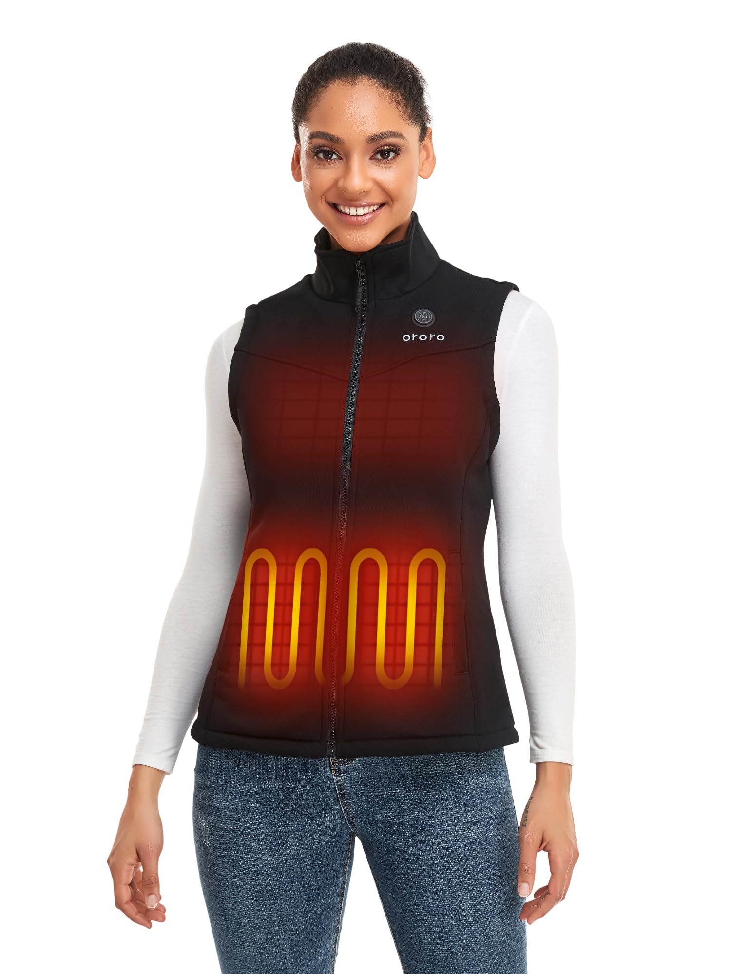 ORORO Women's Heated Fleece Vest with Power Bank - Battery Powered Electric Heated Jacket for Winter, Outdoor Activities & Cold Weather (Charger Not Included) - Perfect for Hiking, Camping, Skiing & Daily Commute