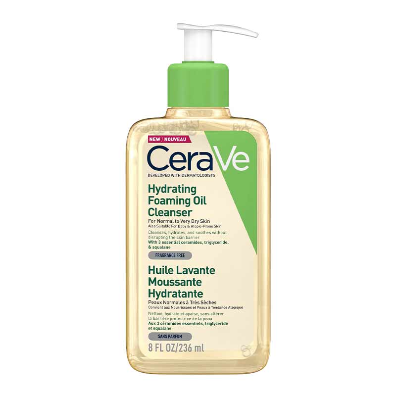 CeraVe Hydrating Foaming Oil Cleanser for Face & Body - Gentle Oil-to-Foam Facial Wash with Hyaluronic Acid & Ceramides - Perfect for Dry, Sensitive Skin - Morning & Night Skincare Routine