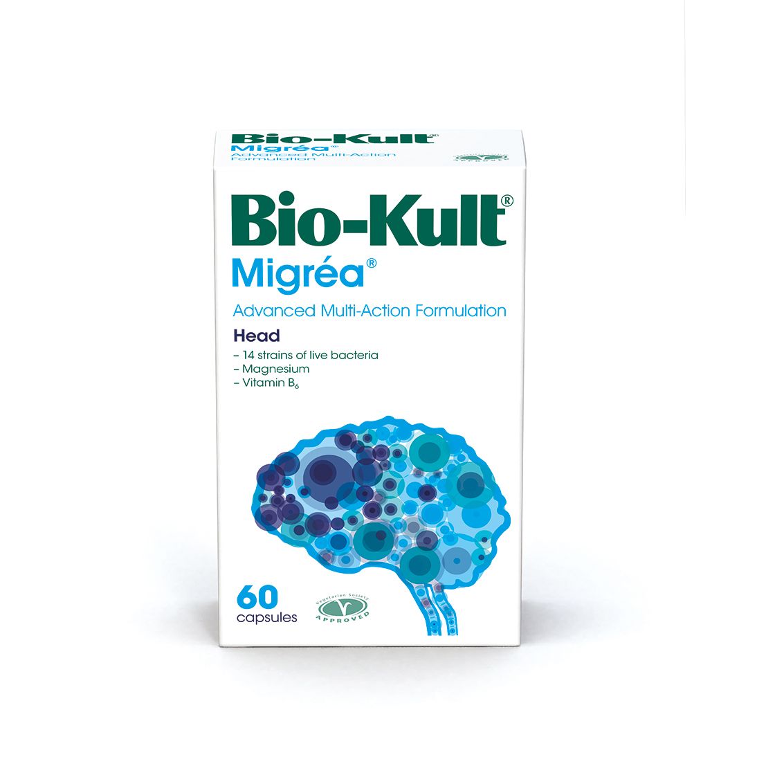 Bio Kult Migréa 60 Capsules - Natural Migraine Relief Supplement with Probiotics & Vitamins - Supports Headache & Stress Relief - Perfect for Travel, Work & Daily Wellness