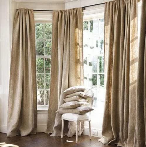 100% Natural Jute Burlap Curtain Panels - 60