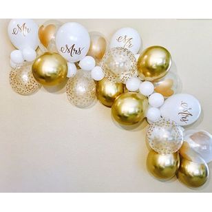 Organic Wedding Balloon Garland for Bridal Shower & Reception Decor - Elegant Mr. & Mrs. Balloon Arch Kit for Romantic Backdrop & Photo Booth Decorations