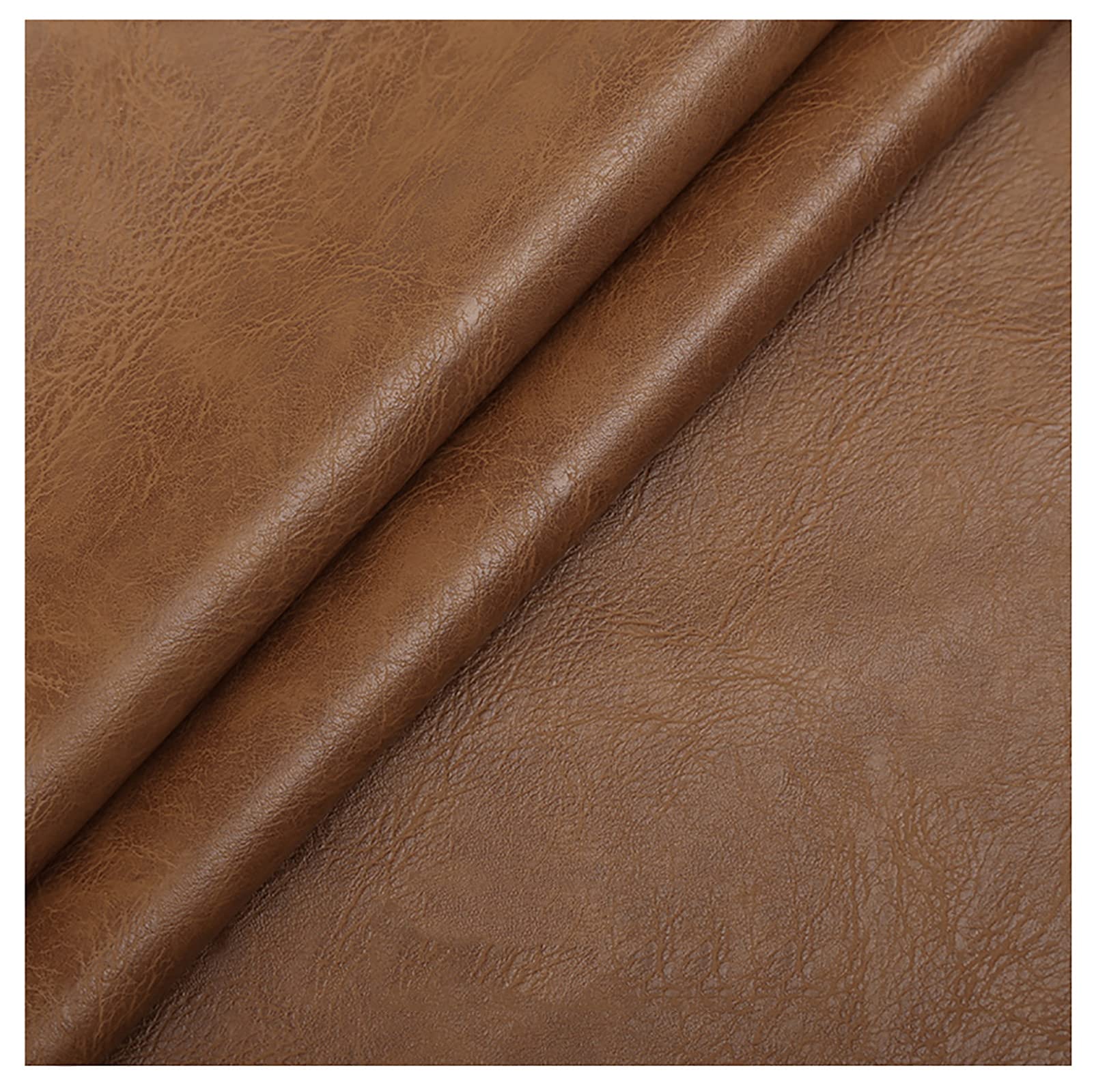 Premium Faux Leather Upholstery Fabric - Light Brown Leatherette Material with Cotton Back (1.38x20m/4.5x65ft) for DIY Projects, Furniture Repair & Car Seat Covers - Waterproof & Durable Textured Vinyl Fabric for Home Decor & Crafting