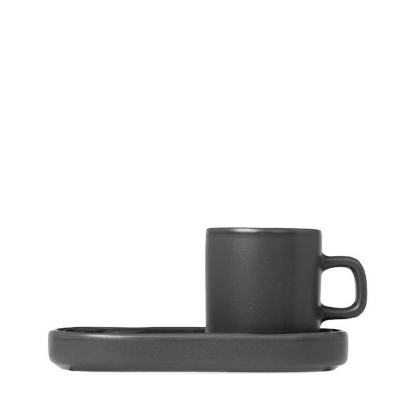 Premium PILAR Espresso Cups with Saucers - Set of 2 Ceramic Coffee Cups for Espresso & Cappuccino - Perfect for Home, Office & Italian Coffee Bars
