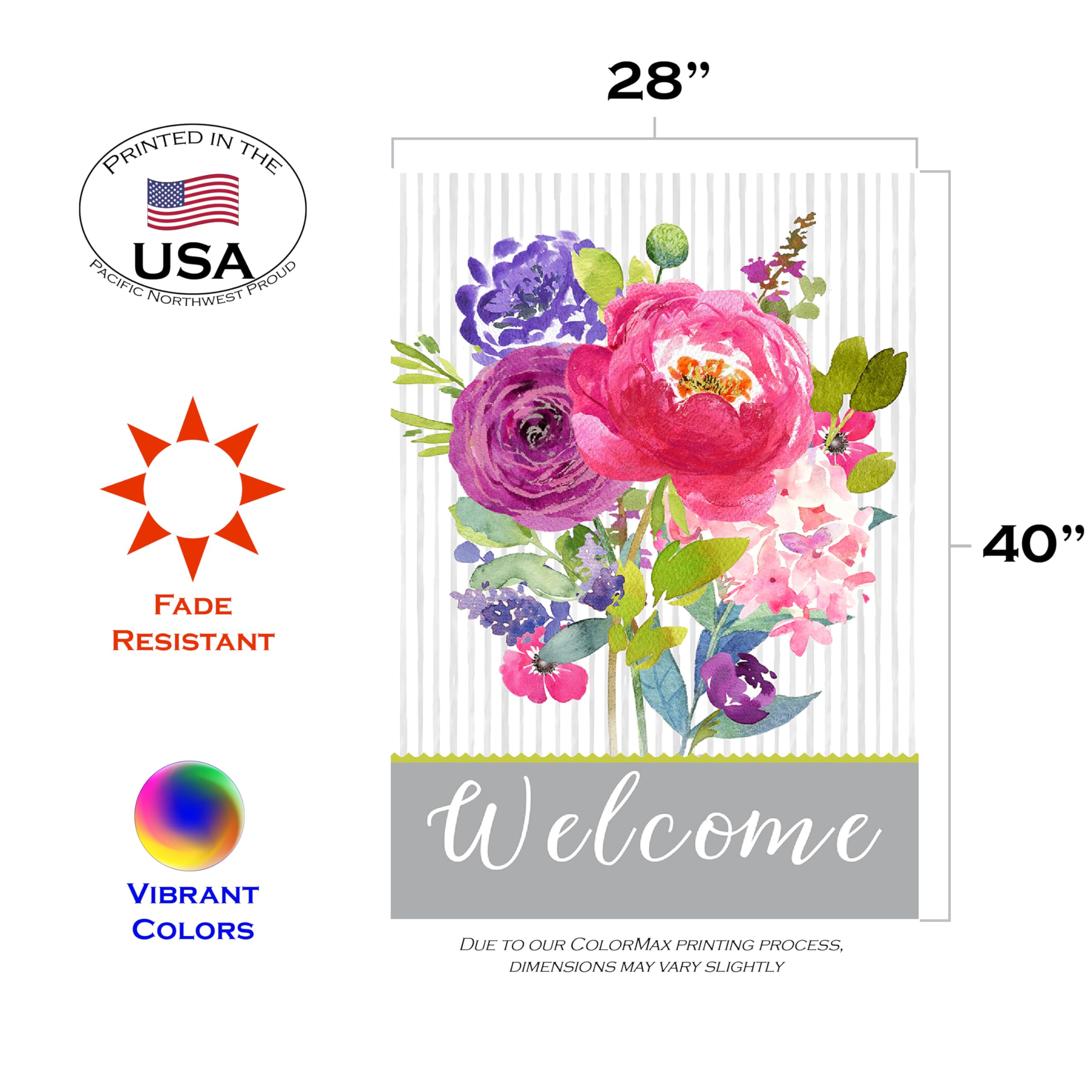 Toland Home Garden 1012531 Double Sided Spring Garden Flag - 28x40 Inch Painted Petals Welcome Spring Outdoor Decoration for Yard, House & Flower Beds | Perfect for Seasonal Porch Decor, Front Lawn Display & Springtime Celebrations