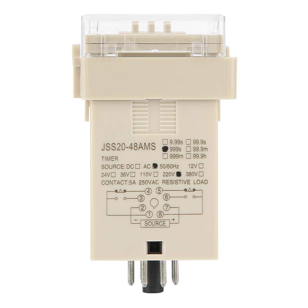 JSS20-48AMS Digital Timer Relay 1-999S AC 220V Power On Delay Module with LED Display - Medium Power Control for Industrial Automation, HVAC Systems & Electrical Equipment