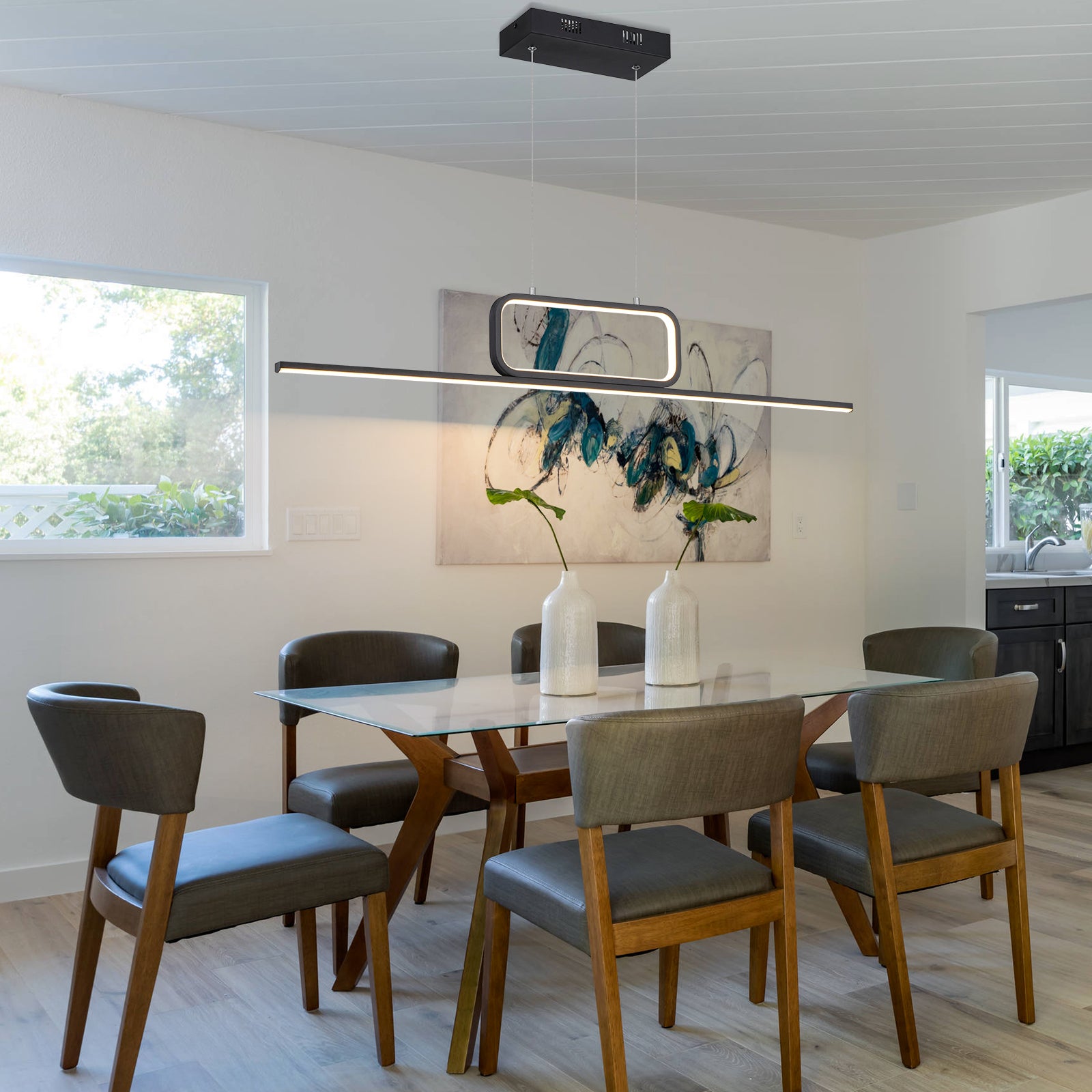 Glowlings 2-Light Modern 38-Inch Wide Integrated LED Linear Pendant Light for Kitchen Island - Dimmable Hanging Fixture for Dining Room, Bar Counter & Home Decor