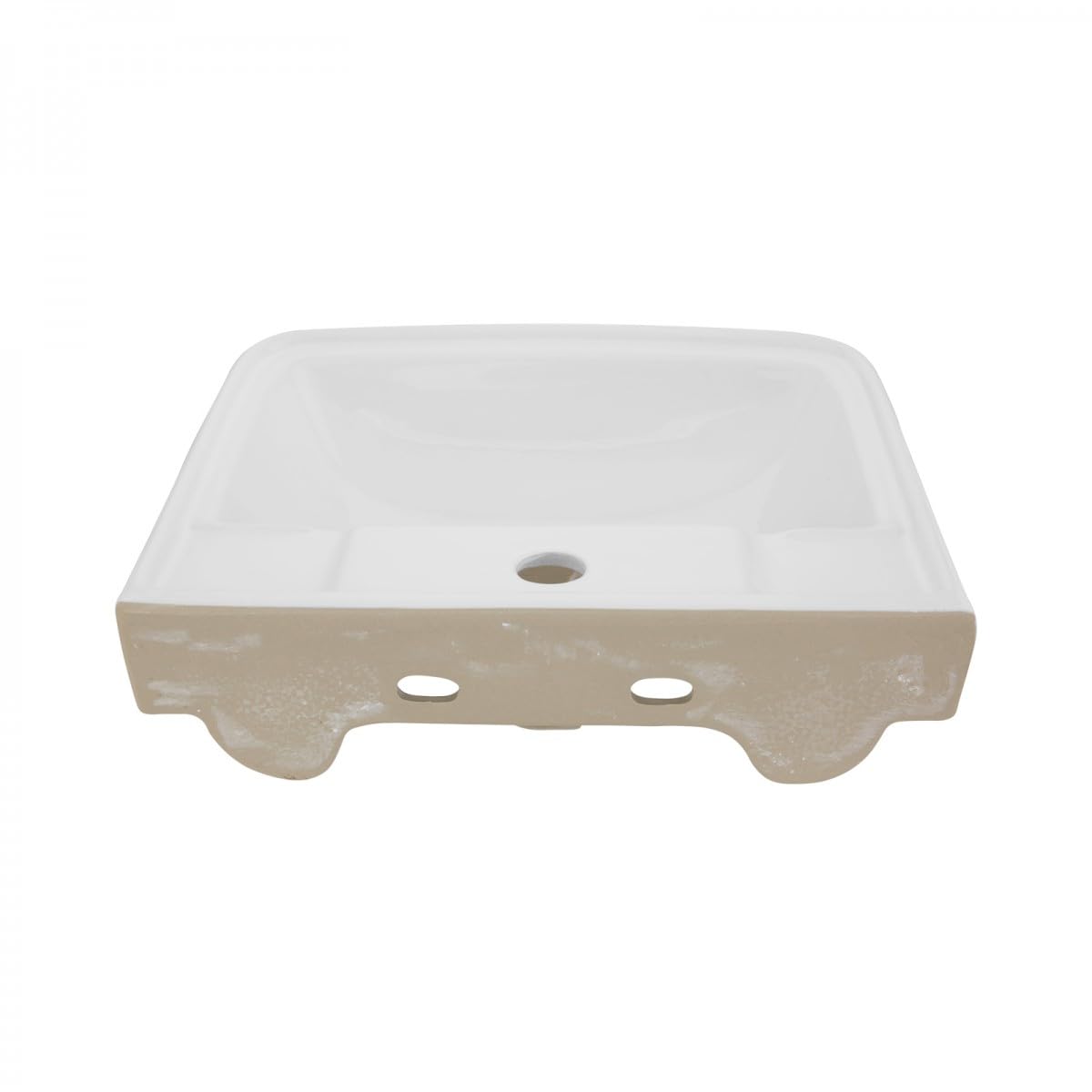 Wall Mounted Bathroom Sink 16.5 Inch White Ceramic Rectangular Vessel Sink with Single Faucet Hole - Perfect for Modern Bathrooms, Powder Rooms & Small Space Vanities