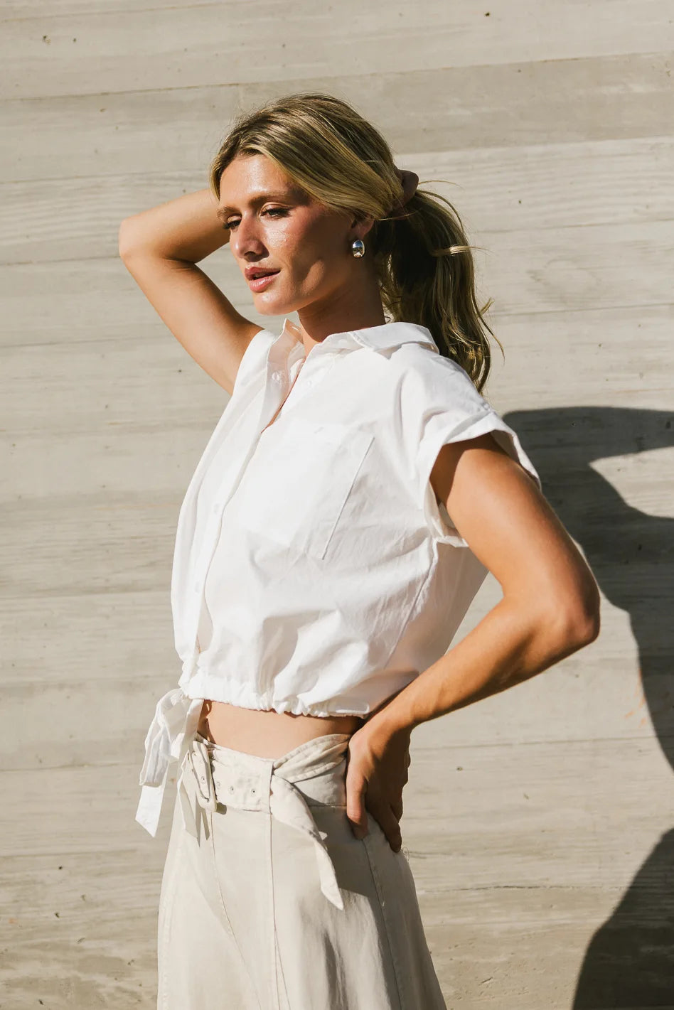 Junie Cinch Waist Button Up Shirt for Women - Stylish & Comfortable Blouse for Work, Date Night & Casual Outfits - FINAL SALE