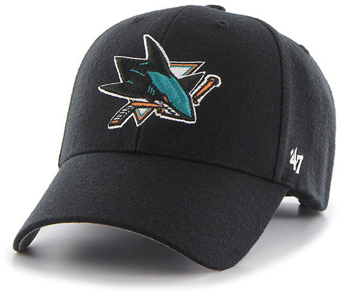 San Jose Sharks 47 Brand MVP Adjustable Black NHL Cap - Official Licensed Hockey Hat for Men & Women - Perfect for Games, Tailgating & Everyday Wear